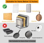 Kitchen Organizer Rack - 5-Slot Heavy-Duty Cutting Board and Bakeware Holder, Adjustable Stainless Steel Compartments Holder, Rust-Resistant with Anti-Slip Feet for Countertop or Cabinet Storage - Image 7