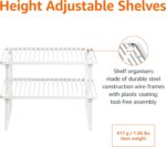 Amazon Basics Stackable Metal Kitchen Storage Shelves, Set of 2 - White - Image 4