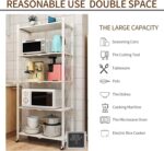 Sulfar 5-Tier Foldable Metal Storage Shelf with Caster Wheels | Heavy-Duty Kitchen & Home Organizer Rack – White (1pc) - Image 7