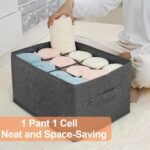 Closet Organizer, 12-Cell Drawer Storage Box for Clothes Jeans Pants Sweaters Towels T-Shirts, Wardrobe Shelf Divider for Home Closet Storage, Foldable Durable Fabric Organizer, 1 Pcs Gray - Image 9