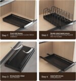 2pcs Pots and Pans Organizer Under Cabinet,Sliding Pot Lid Holder and Pan Rack in Kitchen,Pull Out Cabinet Organizer for Pot Lid,Bakeware,Dishes,Kitchen Organizer for Counter and Cabinet (Black) - Image 7