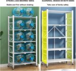 5-Tier Storage Shelving,Display Rack Storage Shelf Organizer,Foldable Storage Shelves Unit,Metal Organizers Rolling Cart Display Rack,Shelf Home Kitchen Laundry Closet Cabinet - Image 6