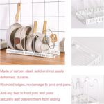 Expandable Pot and Pan Organizer for Cabinet with 10 Dividers, Adjustable Pots and Pans Organizer Rack Pan Lid Cookware Organizers and Storage (White) - Image 5