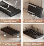 Pots and Pans Organizer, Sliding Pot Lid Holder and Pan Rack in Kitchen, Pull Out Pots and Pans Organizer for Cabinet, for Pot Lid, Bakeware, Dishes, Pots and Pans Storage (Black) - Image 7