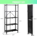 SKY-TOUCH Foldable Storage Organizer 5 Tier, Storage Shelves Kitchen Cabinet Storage Rack, Shelf Storage Multipurpose Rack for Living Room Bedroom Kitchen Garage Black 71x34x175cm - Image 2