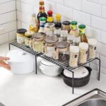 ALMEKAQUZ Freezer Shelf Organizer, Expandable Cabinet Storage Shelf with Rustproof Metal Wire, Adjustable Kitchen Cabinet Organizer Spice Rack for Frige, Pantry, Cupboard, Countertop - Black - Image 7