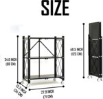 3-Tier Shelf Foldable Storage Shelving Unit, Storage Shelves Cabinet Kitchen Storage Rack with Caster Wheels, Multipurpose Foldable Storage Shelves for Living Room Bedroom Kitchen - Image 3