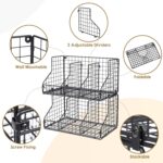 THE WHITE SHOP 2 Pack Stackable Can Rack Organizer for Pantry Storage,Can Dispensers with 4 Adjustable Dividers, 2-Tier Metal Wire Basket Beverage Pop Soda Rack for Kitchen Cabinet Pantry, Black L - Image 3