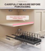 2pcs Pots and Pans Organizer Under Cabinet,Sliding Pot Lid Holder and Pan Rack in Kitchen,Pull Out Cabinet Organizer for Pot Lid,Bakeware,Dishes,Kitchen Organizer for Counter and Cabinet (Black) - Image 2