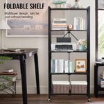 SKY-TOUCH Foldable Storage Organizer 5 Tier, Storage Shelves Kitchen Cabinet Storage Rack, Shelf Storage Multipurpose Rack for Living Room Bedroom Kitchen Garage Black 71x34x175cm - Image 6