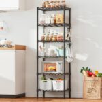 6 Tier Shelving Unit Adjustable Storage Shelf Metal Storage Rack Wire Shelves 16.54" L x 11.82" W x 63" H for Pantry Closet Kitchen Laundry (Black, 6 Tier) - Image 2