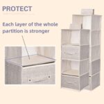 Wardrobe Hanging Storage Bag Hanging Closet Organizer, Dressing Room Finishing Hanging Underwear Storage Bag Household Multi-Layer Box Dust Bag Foldable Includes 2 Drawers (5-tier, grey) - Image 5