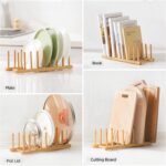 AMERTEER Bamboo Dish Drying Rack, 8-Slot Plate Organizer for Cabinet, (13.7 x 4.7 x 4.1 Inch) Wooden Dish Rack for Kitchen, Cutting Board Holder, Space-Saving Dish Organizer for Plates & Bowls - Image 7