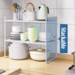 U-HOOME Expandable Countertop Organizer Shelf , Cupboard Stand Kitchen Spice Rack,Cabinet Pantry Shelf, Organization and Storage For Kitchen Bathroom (White) - Image 7