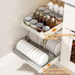 Pull Out Cabinet Organizer Fixed with Adhesive Nano Film, Slide Out Dish Drying Rack for Kitchen Cabinets, Pull Out Drawer for Kitchen Under Sink Organizer - Image 7