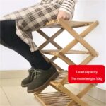 Foldable Bamboo Shoe Rack - 5-Tier Portable Storage Shelf for Bedroom Door No Assembly Required Multi-Functional Space-Saving Design (50cm) - Image 5