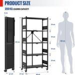 WORKPRO 5-Tier Folding Shelf, No-Assembly Metal Storage Rack with Wheels, 750 lbs Capacity (with Leveling Feet), Collapsible Shelving Unit for Kitchen, Pantry, Bathroom & Closet Organization - Image 3