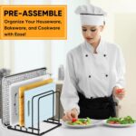 Kitchen Organizer Rack - 5-Slot Heavy-Duty Cutting Board and Bakeware Holder, Adjustable Stainless Steel Compartments Holder, Rust-Resistant with Anti-Slip Feet for Countertop or Cabinet Storage - Image 2