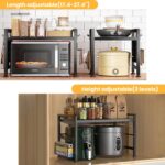 Expandable Storage Rack, 2-Tier Foldable Kitchen Countertop Organizer Shelf, Microwave Oven Rack Microwave Stand with Cutting Boards Stand for Kitchen Counter Top Organizer, 6 Hooks (Black-A) - Image 4