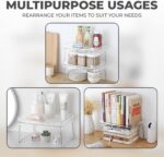 FINESEET Stackable Cabinet Shelf, Acrylic Kitchen Cabinet Organizers and Storage, Foldable Cabinet Shelf Rack, Kitchen Counter Shelves for Pantry Cupboard (Natural) - Image 6