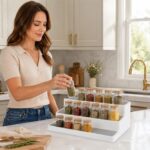 3-Tier Spice Rack Organizer – Non-Skid Kitchen Cabinet Shelf for Bottles, Jars & Seasonings | Expandable Countertop Storage Stand (White) - Image 3
