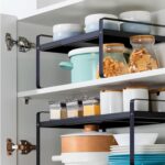 U-HOOME Expandable Kitchen Cabinet Organizer Shelf, Spice Rack Organizer for Cabinet and Countertop, 2 Tier Metal Adjustable Storage Shelves for Kitchen Pantry Cupboard Pantry Storage (White) - Image 6