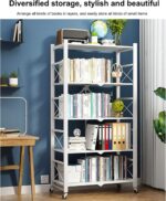 5-Tier Storage Shelving,Display Rack Storage Shelf Organizer,Foldable Storage Shelves Unit,Metal Organizers Rolling Cart Display Rack,Shelf Home Kitchen Laundry Closet Cabinet - Image 2