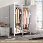 DAYONG Portable Cloth Closet, Clothes Storage Organizer, Plastic Wardrobe with Hanging Rods and Storage Shelves, Clothes Storage Rack for Bedroom, Easy to Assemble. (white-A) - Image 2