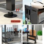 Heavy Duty Over The Sink Dish Drying, 3 Tier Metal Over The Counter Dish Drying Rack with Dust-Proof Cabinet, Height Large Drainer with Utensil Holder for Kitchen(Black) - Image 3