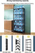 Foldable Storage Shelves Unit,Heavy Duty Kitchen Storage Rack Free Standing Storage Organiser Shelving Unit,5-Tier Folding Shelf Rack Organizer Cart with Rolling Wheels - Image 5