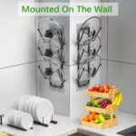Angju 2 Pack Pot Lid Organizer Rack, 6 Tier Pot Lids Holder for Cabinet Door/Wall Mount, Reusable Pot Lid Rack Holder for Kitchen Storage with No Drilling Adhesive - Image 3