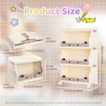INFOSUN Children's Toy Storage Organizer, Kids Bookshelf Foldable, Plastic Storage Cabinet with Snap-on Design, 360° Swivel Casters, Suits for Books, Toys, and Baby Wtems (84*41.5 *27 cm, three-layer) - Image 2