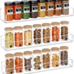 NIUBEE Wall Mounted Spice Rack Organizer,3 Pack Clear Acrylic Spice Shelf Storage Holder,Hanging Seasoning Rack Organizer for Wall Kitchen Pantry Cabinet Door