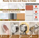 Wall Mounted Spice Rack, 40cm Metal Shower Caddy Organizer with 5 Hooks & Towel Bar, No Drilling Suction Cup Shower Shelf Rustproof Hanging Holder for Bathroom Kitchen Cabinet Corner Storage Rack - Image 7