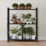 VEVOR 3-Tier Foldable Storage Shelf, 30W x 13D x 36H Inch Folding Metal Rack Shelving Unit, Heavy Duty No Assembly Organizer Shelf with 5 Wheels & 4 Hooks for Pantry, Kitchen, Garage, Basement, Black - Image 2