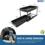 MARKQ Under Sink Organizer – 2-Tier Sliding Storage Rack with Hooks | Multi-Purpose Cabinet Storage for Kitchen, Bathroom & Laundry | Space-Saving Non-Slip Stand (Black) - Image 3