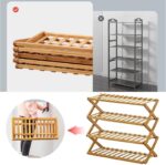 5-Tier Bamboo Shoe Rack – Foldable & Stable Wooden Shoe Organizer for 15 Pairs – Space-Saving Shoe Storage Shelf for Entryway, Closet, Bedroom – H89 x W68.5 x D25 cm, Natural Finish - Image 3