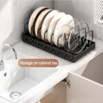 Pots and Pans Organizer, Sliding Pot Lid Holder and Pan Rack in Kitchen, Pull Out Pots and Pans Organizer for Cabinet, for Pot Lid, Bakeware, Dishes, Pots and Pans Storage (Black) - Image 3