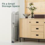 VPARTY 5 Tier Foldable Storage Shelves with Wheels, Kitchen Appliance Stand, Freestanding Metal Wire Shelf Rack, No Assembly Organizer Rolling Cart for Garage, Basement (White, 5 Layer) - Image 5