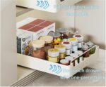 U-HOOME Pull Out Cabinet Drawer Organizer Fixed with Adhesive,Slide Out Drawer Pantry Storage Shelves,Kitchen Spice Rack Under Cabinet Storage Fits Spices,Sauces,Cans (Spice rack-40cm) - Image 4