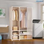 DAYONG 109 * 45 * 166.5CM Foldable Wardrobe, Portable Closet with 2 Hanging Rods and 4 Storage Shelves, Non-Woven Fabric And Dustproof Deisgn For Using in Bedrooms and Apartments - Image 6