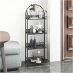 Foldable Shelving Unit(4-Tier), Metal Kitchen Shelving Microwave Oven Shelf Utility Storage Shelf for Living Room, Bathroom, Balcony(Size:Blue,Color:4-Tier) (4 Tier) - Image 2