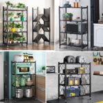 5-Tier Metal Shelf nizer with Wheels - Collapsible Kitchen Storage Rack for Living Room, Sturdy & Foldable Shelving Unit, Space-Saving Design for Easy Mobility - Image 7