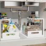Under Sink Organizer, 2 Pack Pull Out Under Cabinet Storage, 2-Tier Metal Slide Out Sink Organizer for Kitchen & Bathroom, Height Adjustable, Easy Installation - Image 2