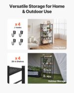 VEVOR 4-Tier Foldable Storage Shelf, 28W x 13D x 54H Inch Folding Metal Rack Shelving Unit, Heavy Duty No Assembly Organizer Shelf with 5 Wheels & 4 Hooks for Pantry, Kitchen, Garage, Basement, Black - Image 7