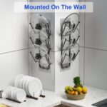 2 Pack Pot Lid Organizer Rack, 6 Tier Pot Lids Holder for Cabinet Door/Wall Mount, Reusable Pot Lid Rack Holder for Kitchen Storage with No Drilling Adhesive, Black - Image 3