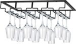 MOCOUM Wine Glasses Rack Under Cabinet Stemware Rack, Wine Glass Hanger Rack Wire Wine Glass Holder Storage Hanger for Cabinet Kitchen Bar (Black, 4 Rows 2 Pack) - Image 2