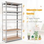 Beauenty Storage Shelves,Metal Shelves,Storage Rack 180cm, 5 Layers (80 KG Loading Capacity Per Shelf) Metal Storage Rack Height Adjustable Storage Shelves (White, A) - Image 4
