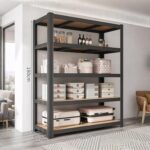 Beauenty Storage Shelves,Metal Shelves,Storage Rack 180cm, 5 Layers (80 KG Loading Capacity Per Shelf) Metal Storage Rack Height Adjustable Storage Shelves (Black, B) - Image 2