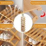 YelaJoy Bamboo Shoe Rack for Entryway,Installation-Free and Foldable Vertical Shoe Storage Organizer,Free Standing Shoe Racks Shelf Closet Shoe Organizer for Living Room (Tawny-3 Layers) - Image 2